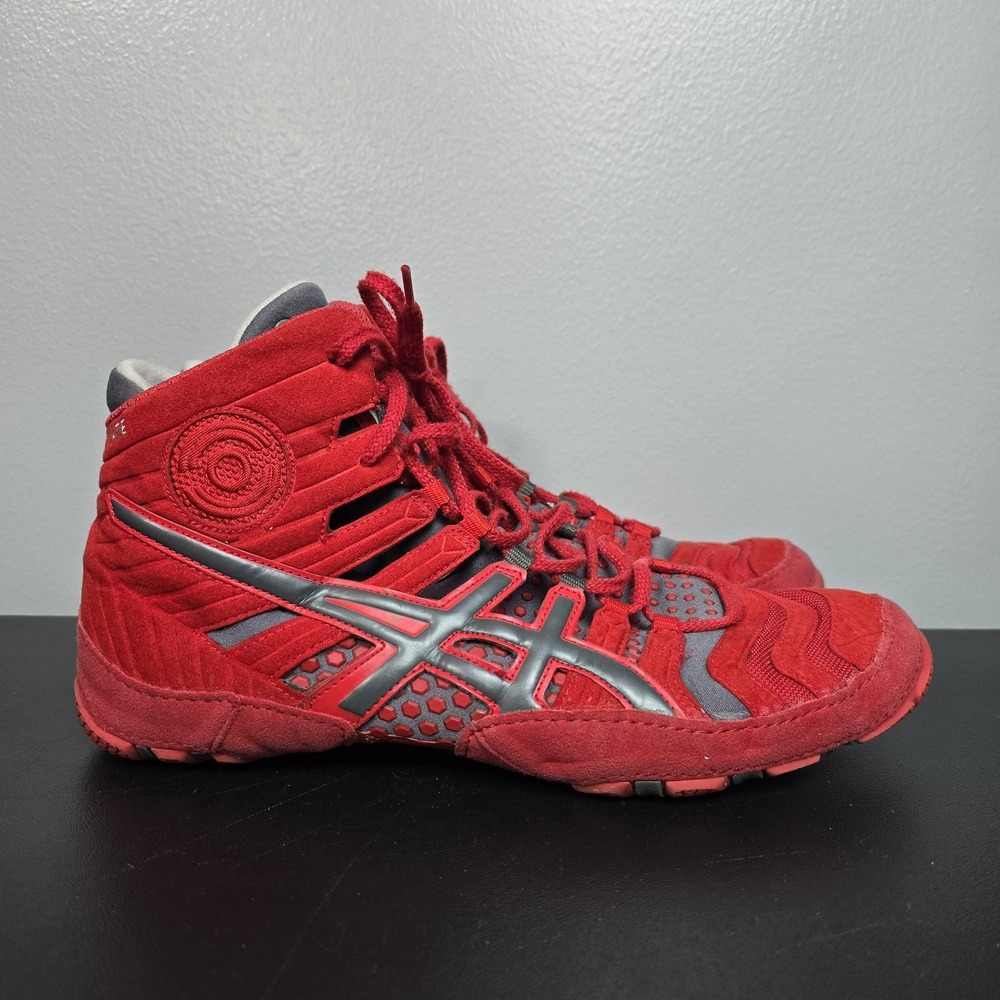 ASICS Shoes Mens 10.5 Red Dan Gable Ultimate Mat Wrestling Sneakers J500Y